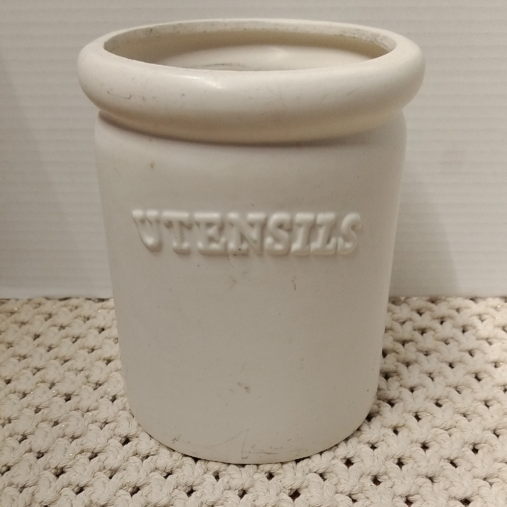 White Utensils Crock